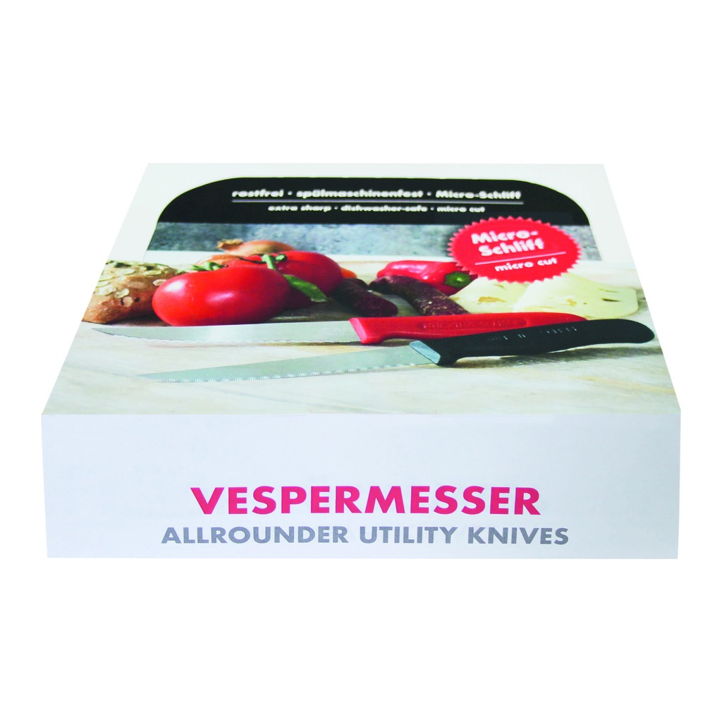 [261800] Vespermesser mit Kunststoffgriff, 220 mm, schwarz und rot, 20 Stück