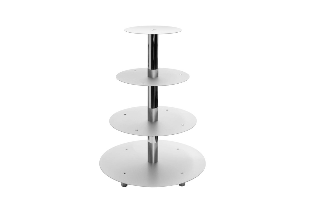 [146004] Etagen-Tortenständer aus Aluminium, 4-teilig, silber