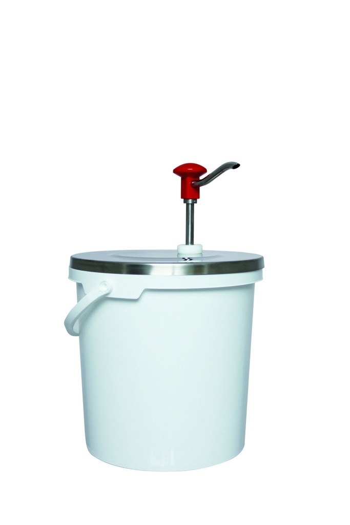[152495] Druckknopf Dosierspender aus Edelstahl und Polypropylen, 10 l, rot