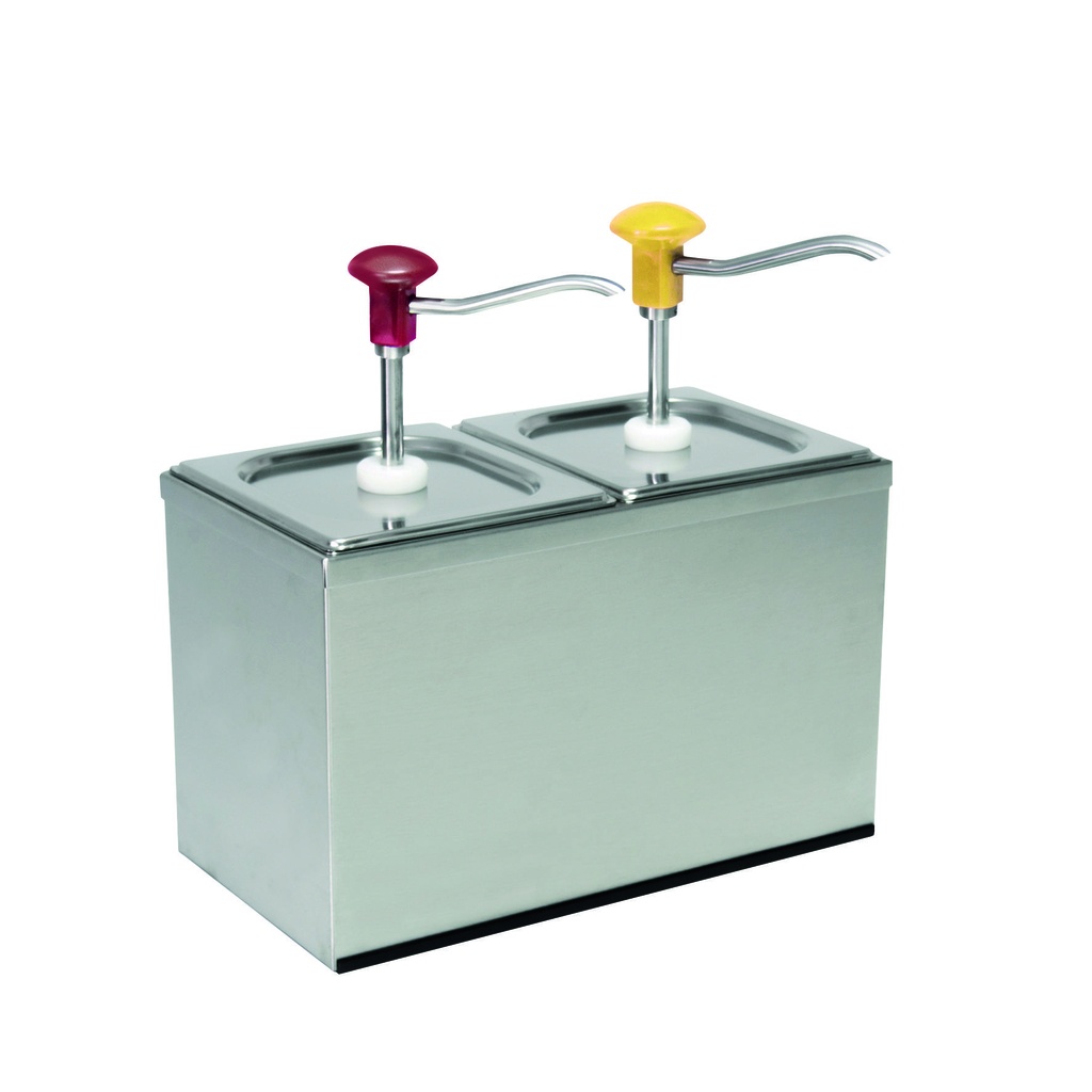 [152411] Druckknopf Dosierspender aus Edelstahl, 2 x 3 l