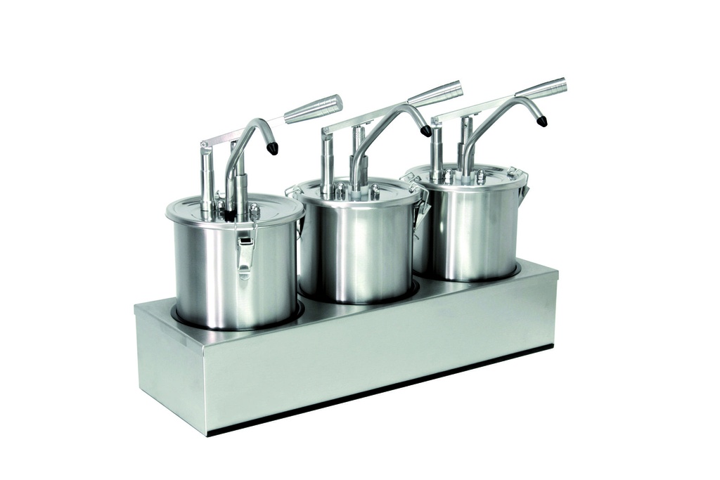 [152402] Hebel Dosierspender aus Edelstahl, 3 x 4,5 Liter, 180 mm