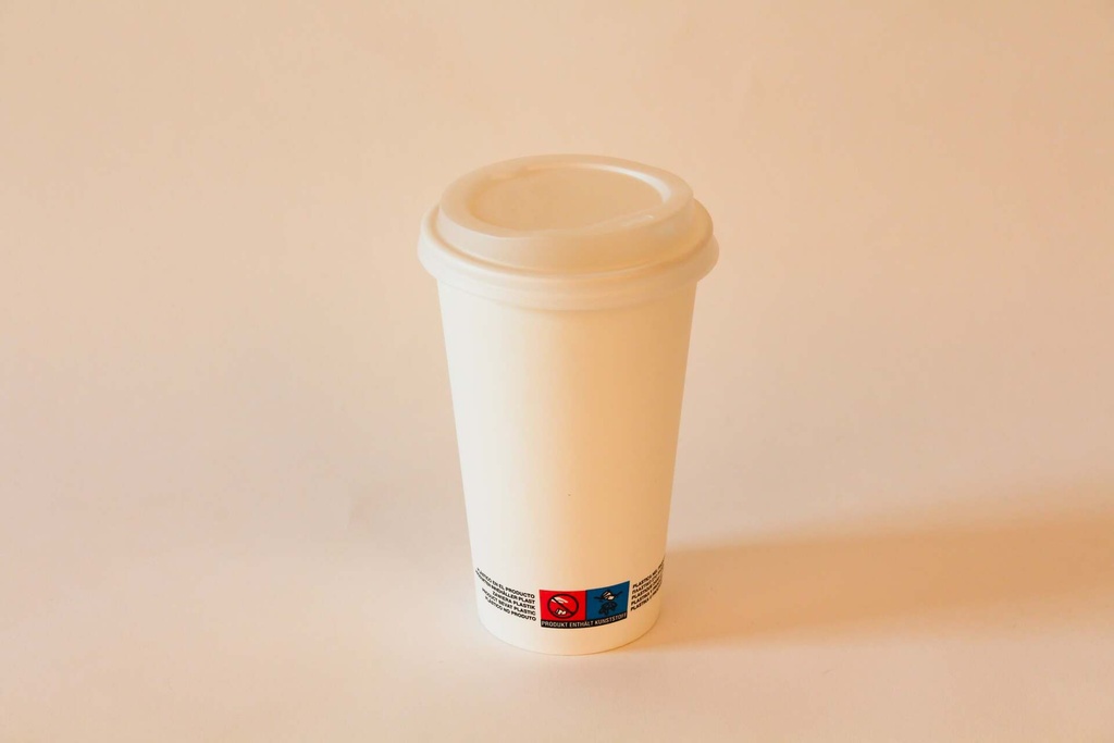 [492700 443200] Kaffeebecher Ø90mm/400ml mit Deckel CPLA weiß / weiß / 1000 Stk.