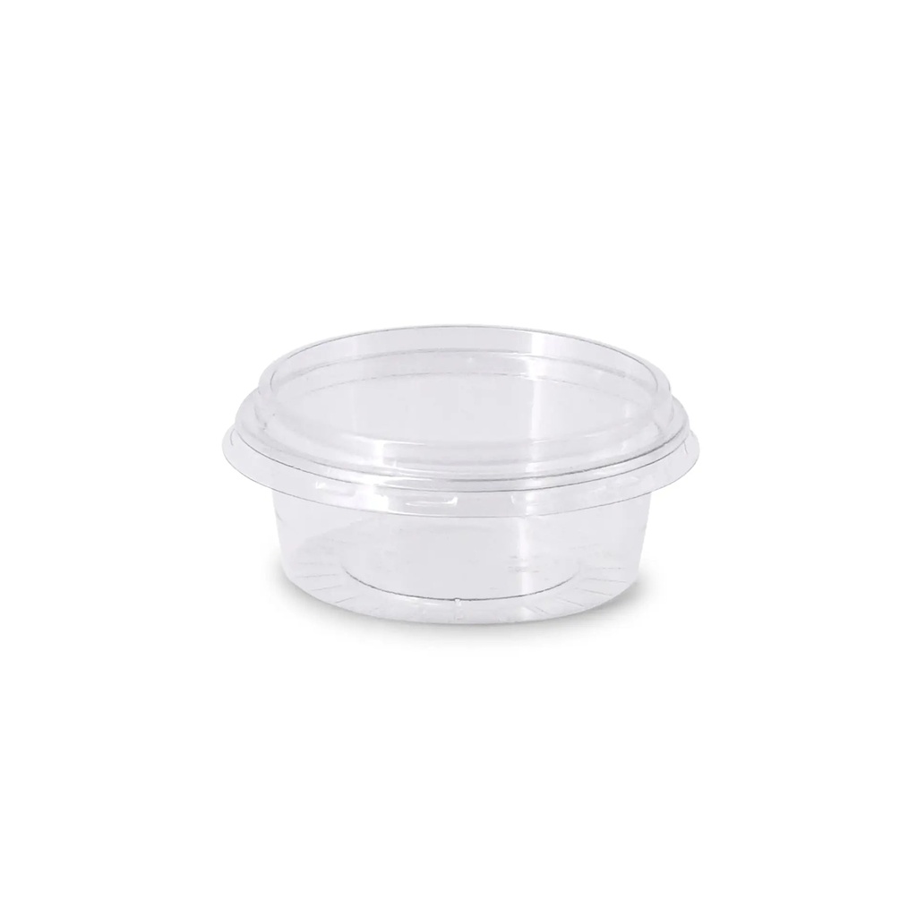 [612838 612840] Dressingbecher PLA Ø70 mm/80 ml – 2.000 Stück mit Deckel rPET / Transparent / 1000 Stk.