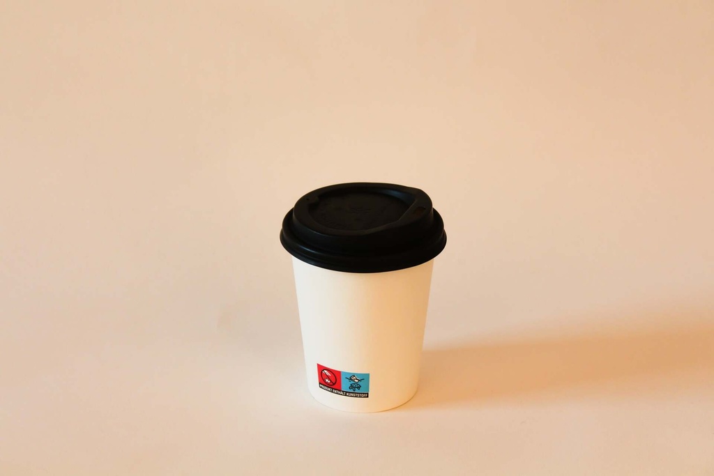 [491580 443990] Kaffeebecher Ø80mm/200ml mit Deckel CPLA schwarz / weiß / 1000 Stk.
