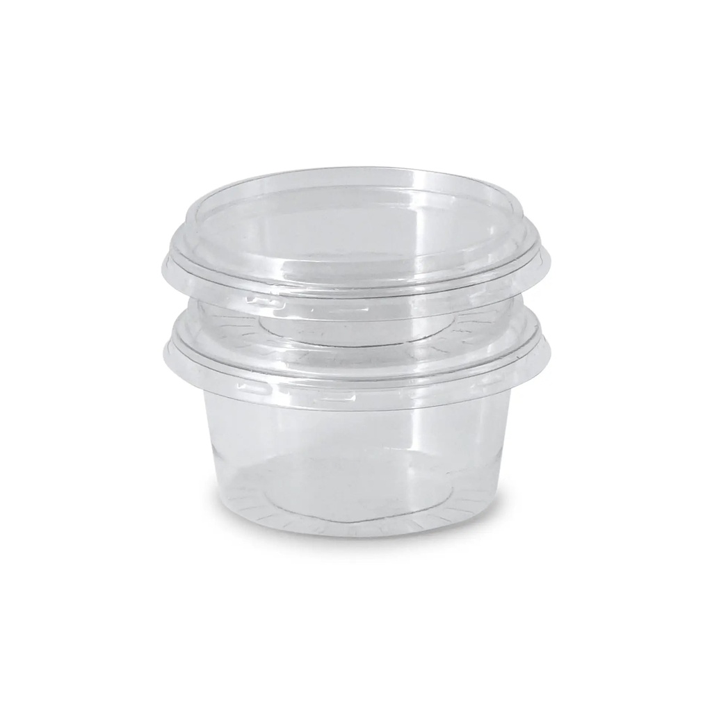 [612837 612840] Dressingbecher rPET Ø75mm/50ml – 1000 Stück mit Deckel rPET / Transparent / 1000 Stk.
