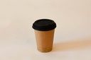 Kaffeebecher Ø90mm/300ml mit Deckel CPLA schwarz / braun / 1000 Stk.