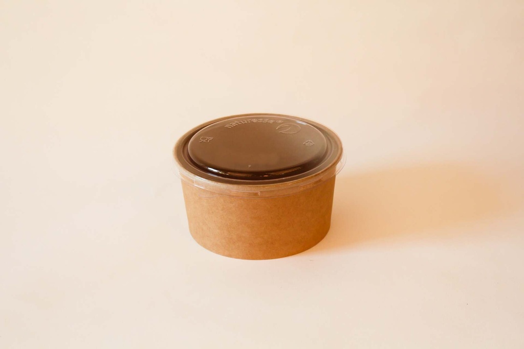 [397000 311482] Karton Schale Ø150mm / 1000ml Braun, 300 Stk. Hartpapier / mit PLA Deckel / 300 Stk.