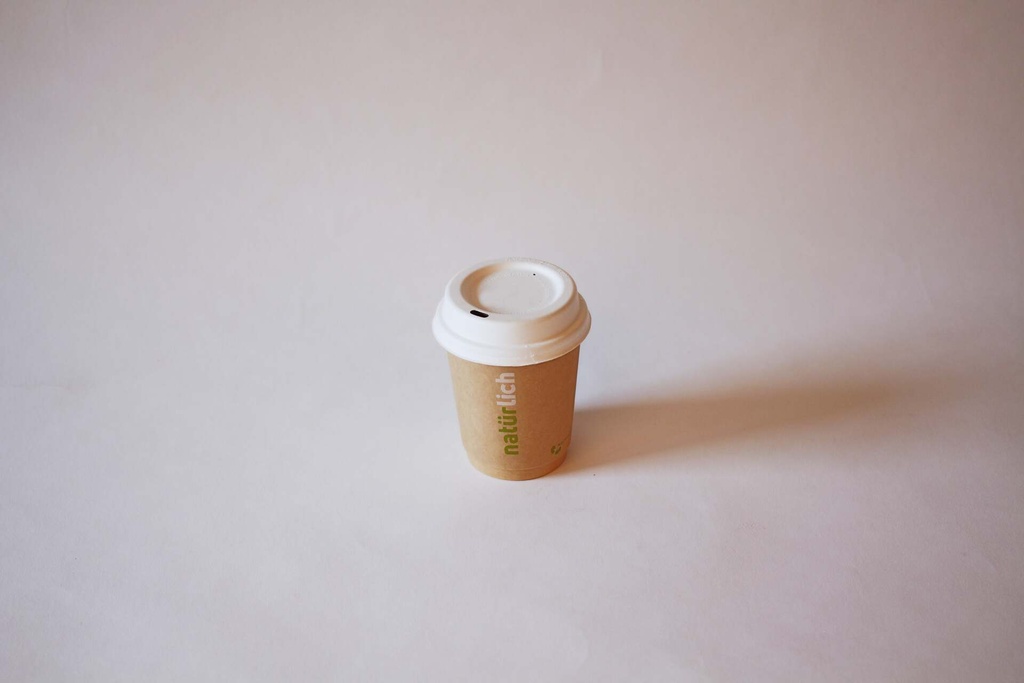 [493910 421890] Kaffeebecher Ø80 mm 200 ml – 500 Stück, braun mit Bagassedeckel / braun / 1000 Stk.