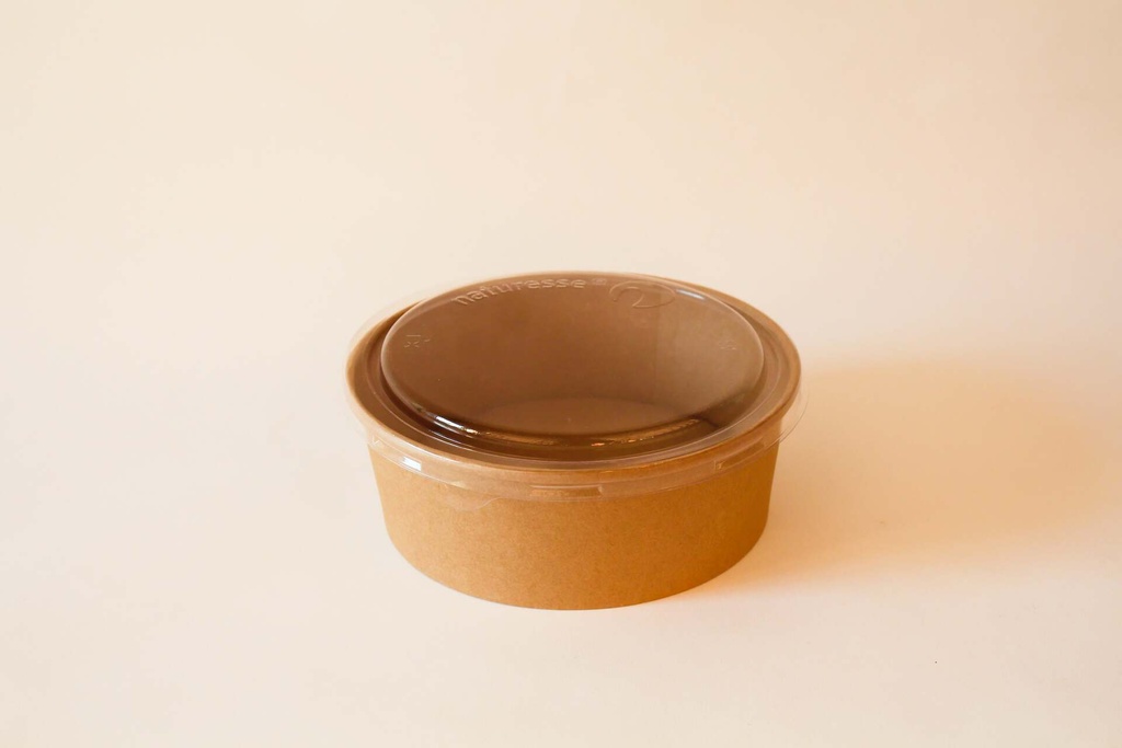 [394550 311484] Karton Schale Ø185mm / 1200ml Braun, 300 Stk. Hartpapier / mit PLA Deckel / 300 Stk.