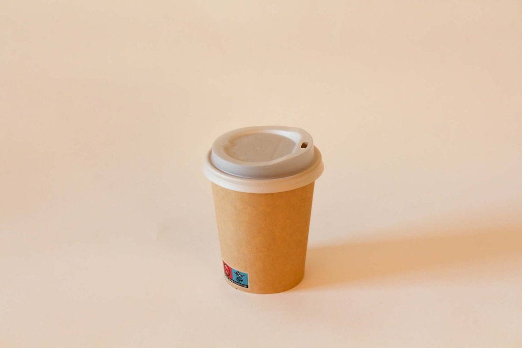 [491610 443190] Kaffeebecher Ø80mm/200ml mit CPLA Deckel weiß / braun / 1000 Stk.