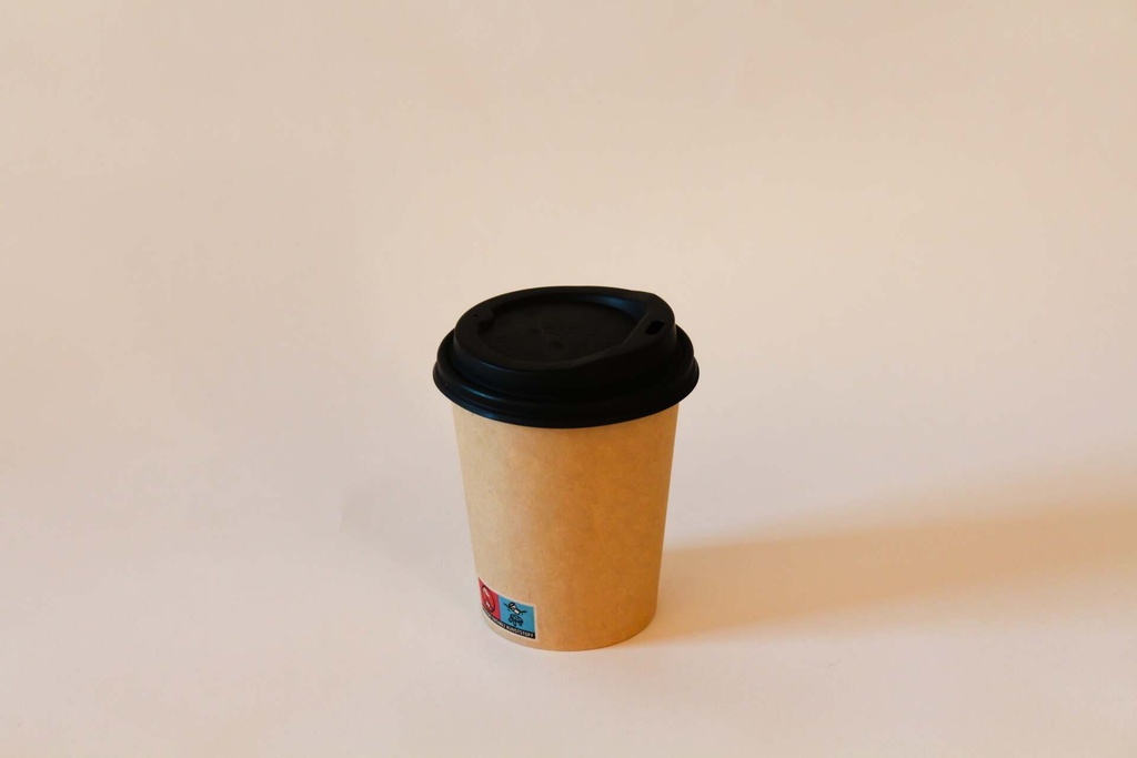 [491610 443990] Kaffeebecher Ø80mm/200ml mit CPLA Deckel schwarz / braun / 1000 Stk.