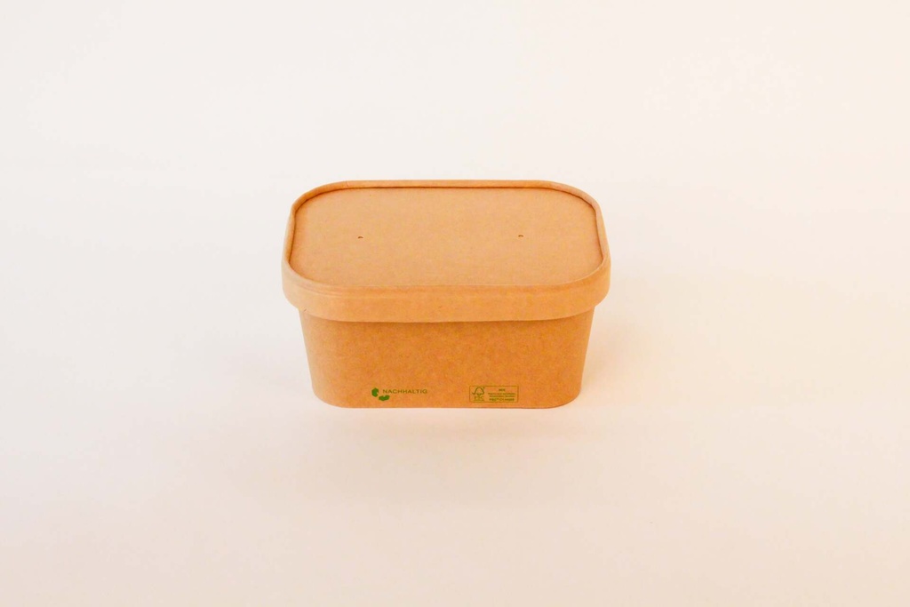 [695200 695220] Rechteckschale 172x120x75mm / 1000ml Braun, 300 Stk. Hartpapier / mit Pappdeckel / 300 Stk.