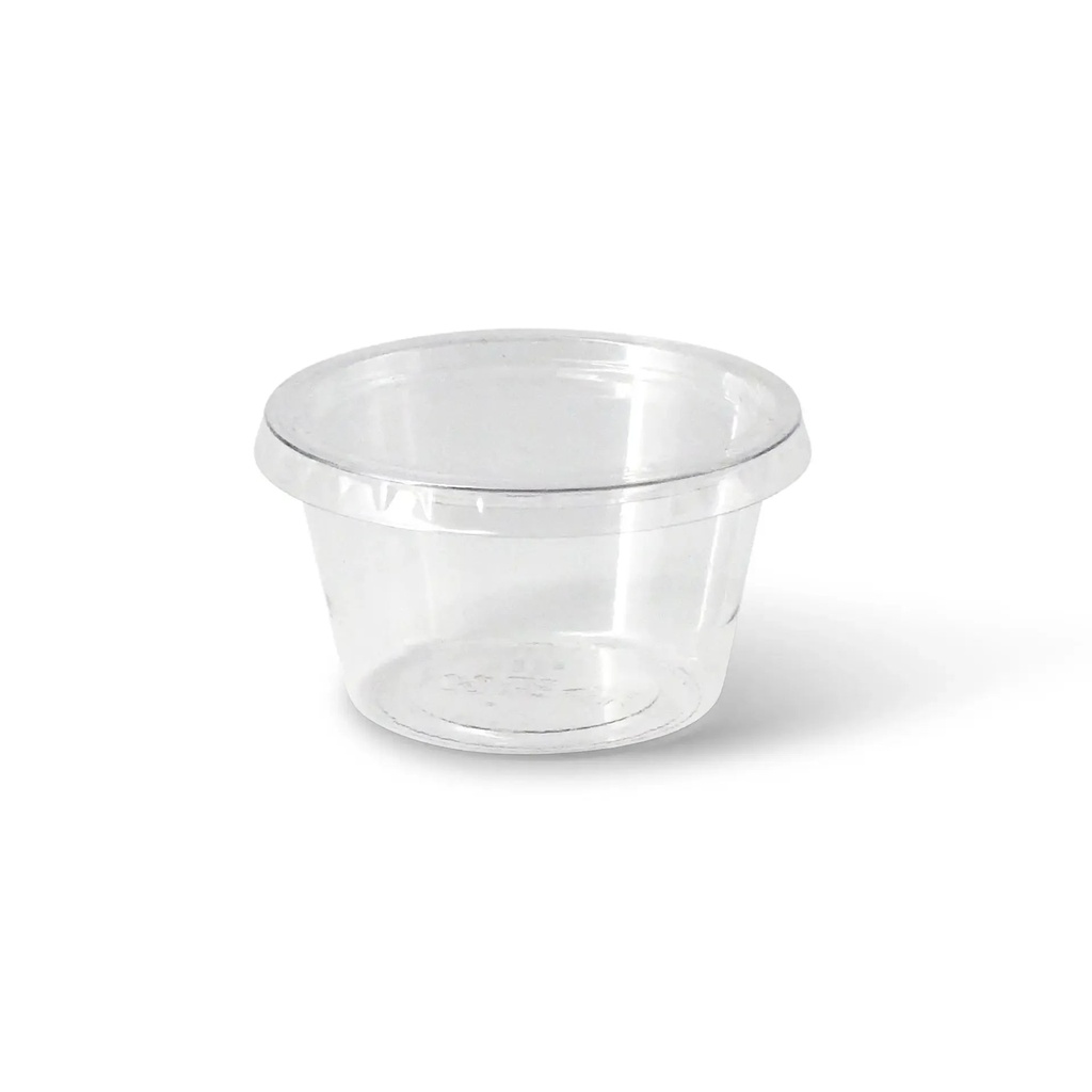 [611621 611622] Dressingbecher rPET Ø75mm/80ml – 1000 Stück 2000 Stk. / mit Deckel PLA / Transparent