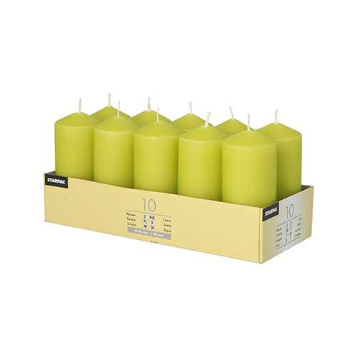 [10585] 4 x 10 Stumpenkerzen Ø 40 mm · 90 mm kiwi