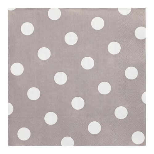 [10750] 10 x 20 Servietten, 3-lagig 1/4-Falz 40 cm x 40 cm grau "Dots"