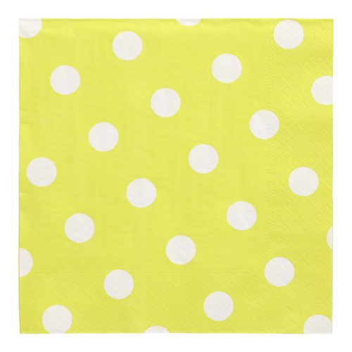 [10752] 10 x 20 Servietten, 3-lagig 1/4-Falz 40 cm x 40 cm limonengrün "Dots"