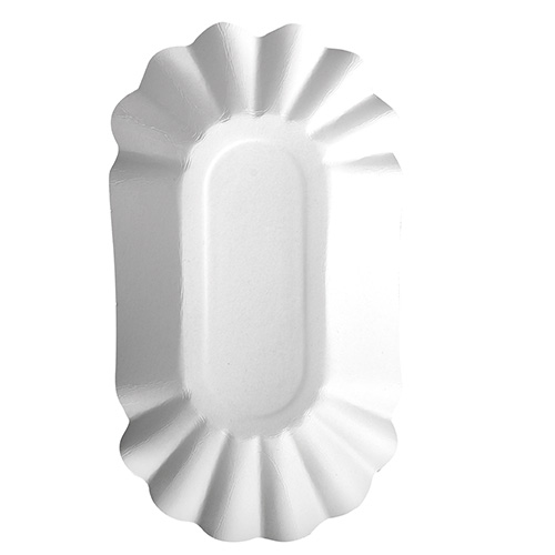 [11265] 4 x 250 Schalen, Pappe "pure" oval 10,5 cm x 20 cm x 3,5 cm weiss