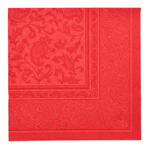 [11418] 8 x 20 Servietten "ROYAL Collection" 1/4-Falz 40 cm x 40 cm rot "Ornaments"