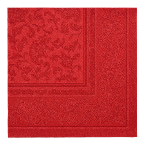 [11668] 5 x 50 Servietten "ROYAL Collection" 1/4-Falz 40 cm x 40 cm bordeaux "Ornaments"