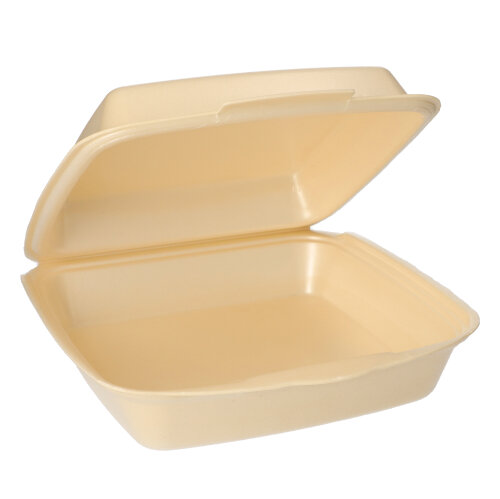 [12043] 4 x 50 Menüboxen mit Klappdeckel, XPS ungeteilt 7,5 cm x 22,5 cm x 22 cm beige laminiert