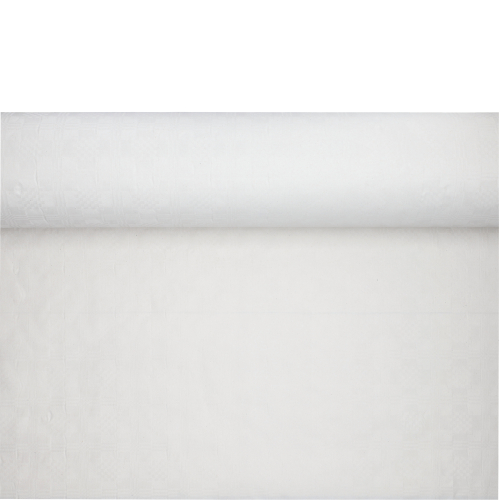[12549] 3 x Papiertischtuch mit Damastprägung 100 m x 1 m weiss