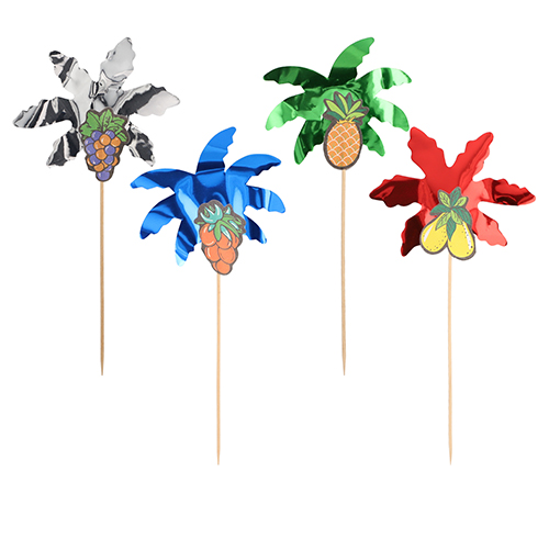 [12699] 5 x 50 Deko-Picker 19,5 cm farbig sortiert "Palmblätter"