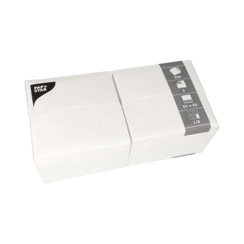 [14234] 4 x 250 Servietten, 3-lagig 1/8-Falz 33 cm x 33 cm weiss