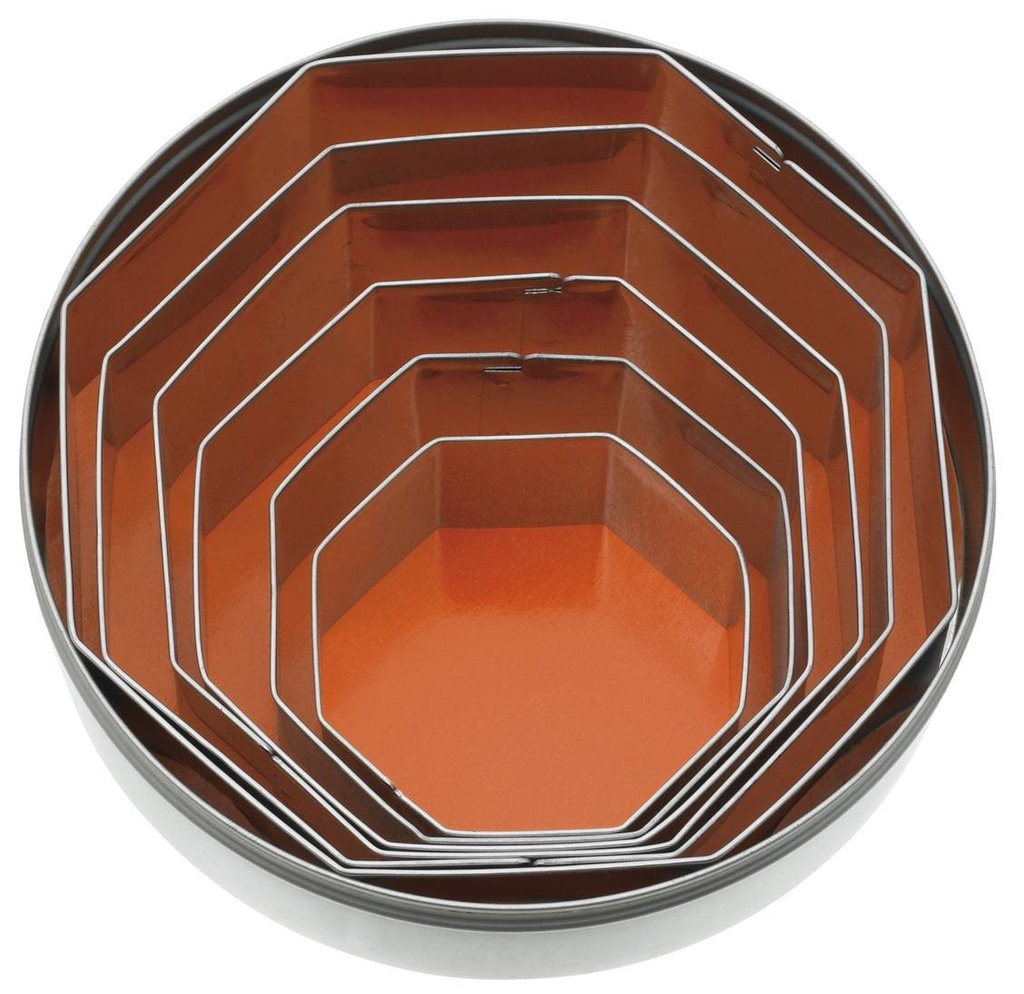 [15106] Ausstecher-Satz Achteck glatt 6-teilig aus Edelstahl