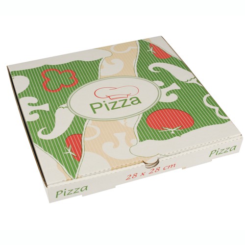 [15195] 100 Pizzakartons, Cellulose "pure" eckig 28 cm x 28 cm x 3 cm