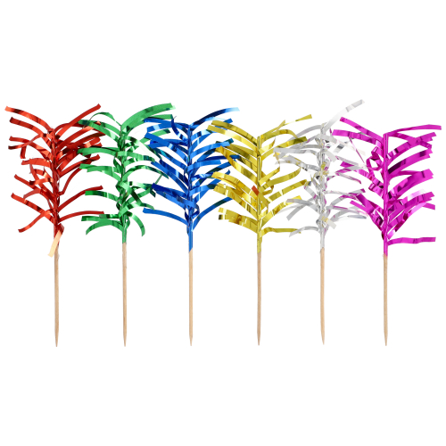 [16683] 10 x 144 Deko-Picker 12 cm farbig sortiert "Palmblätter"