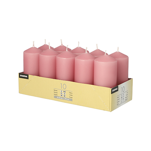 [17913] 4 x 10 Stumpenkerzen Ø 40 mm · 90 mm altrosa