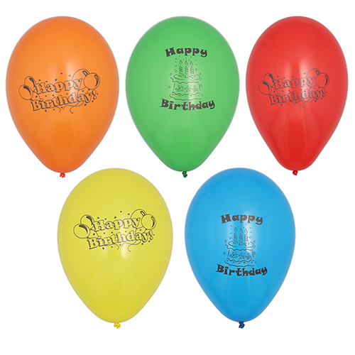 [18689] 15 x 10 Luftballons Ø 22 cm farbig sortiert "Happy Birthday"