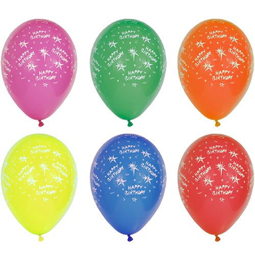 [19296] 12 x 10 Luftballons Ø 29 cm farbig sortiert "Happy Birthday"
