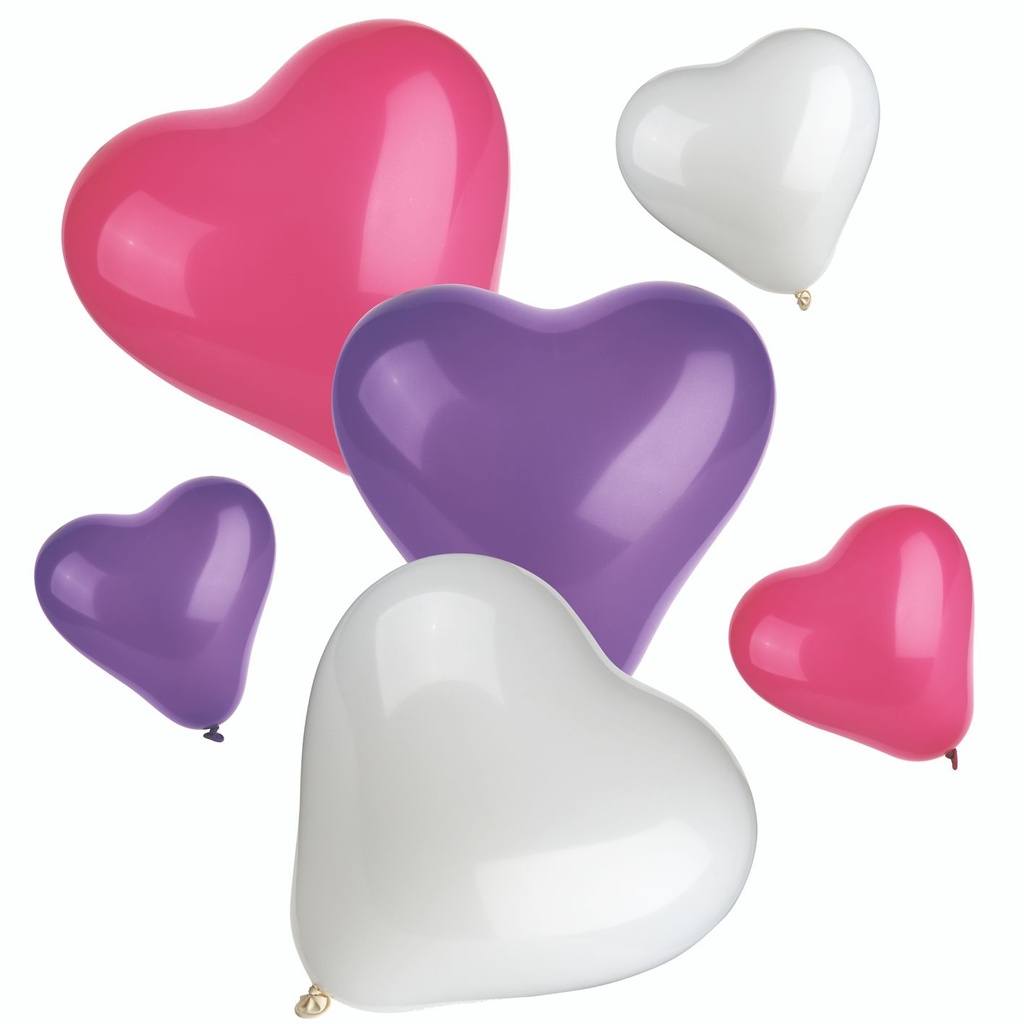 [19348] 12 x 12 Luftballons farbig sortiert "Heart" small + medium