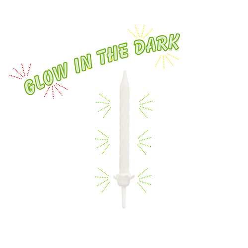 [19425] 10 x 10 Kerzen mit Halter 6 cm "Glow in the dark"