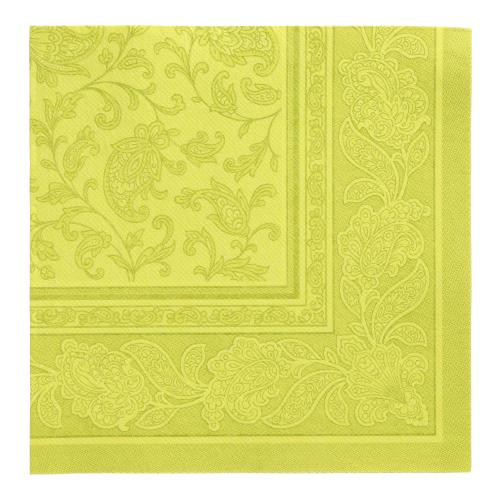 [37021] 5 x 50 Servietten "ROYAL Collection" 1/4-Falz 40 cm x 40 cm limonengrün "Ornaments"