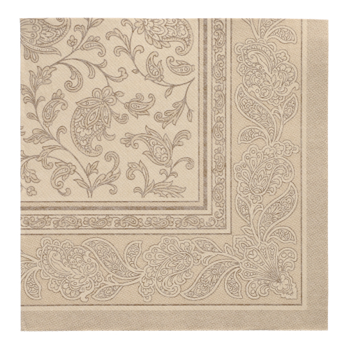 [37022] 5 x 50 Servietten "ROYAL Collection" 1/4-Falz 40 cm x 40 cm sand "Ornaments"