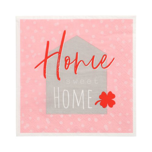 [37096] 10 x 20 Servietten, 3-lagig 1/4-Falz 33 cm x 33 cm "Sweet Home"