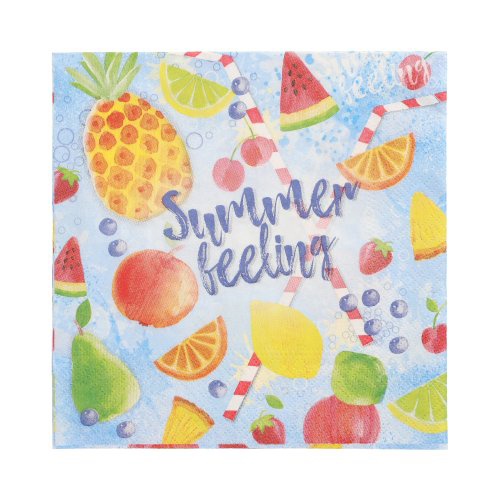 [37102] 10 x 20 Servietten, 3-lagig 1/4-Falz 33 cm x 33 cm "Summerfeelings"