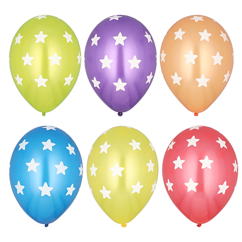 [37115] 12 x 6 Luftballons Ø 29 cm farbig sortiert "Stars"