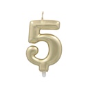 12 x Zahlenkerze mit Halter 7 cm gold "5"