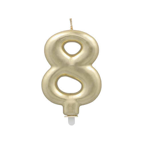 [37168] 12 x Zahlenkerze mit Halter 7 cm gold "8"