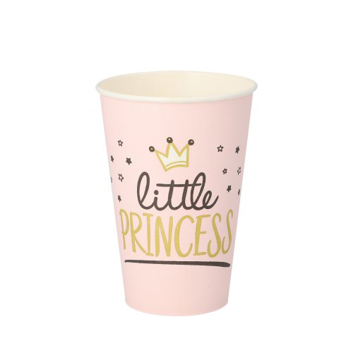 [37175] 14 x 10 Trinkbecher, Pappe 0,2 l Ø 7 cm · 9,7 cm "Little Princess"