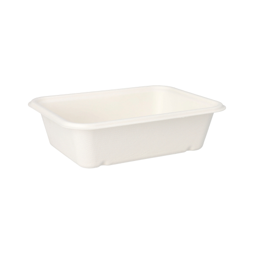 [37243] 6 x 50 Schalen, Zuckerrohr "pure" ungeteilt 5,6 cm x 15,3 cm x 20,3 cm weiss