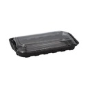 16 x 50 Sushi-Schalen R-PET rechteckig 21 cm x 11 cm x 4,3 cm schwarz mit transparentem Deckel