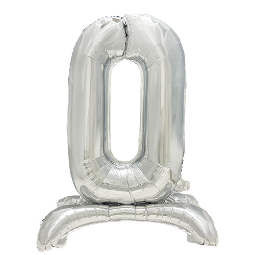 [37255] 24 x Folienluftballon 73 cm silber "0" stehend