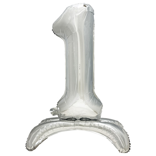[37256] 24 x Folienluftballon 73 cm silber "1" stehend