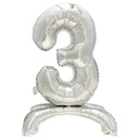 24 x Folienluftballon 73 cm silber "3" stehend