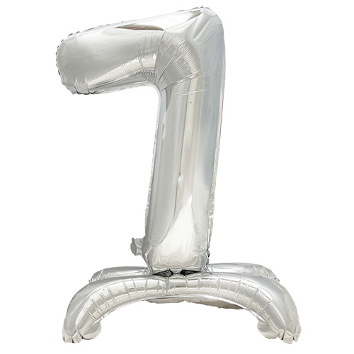[37262] 24 x Folienluftballon 73 cm silber "7" stehend