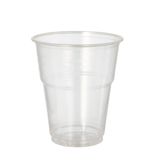 [37343] 8 x 10 Kaltgetränkebecher, PLA "pure" 0,3 l Ø 9,5 cm · 11 cm glasklar mit Schaumrand